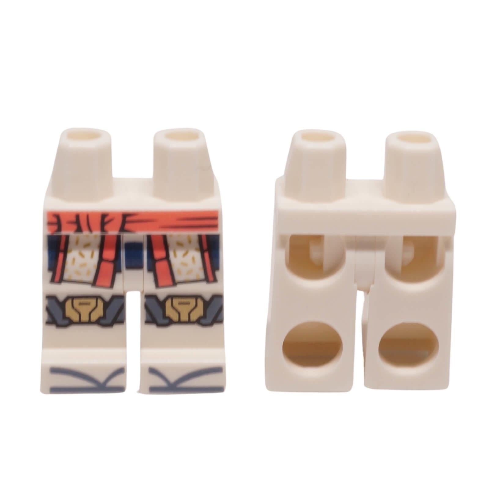LEGO minifigure legs white robe pattern coral sash gold knee pads 970c00pb1791