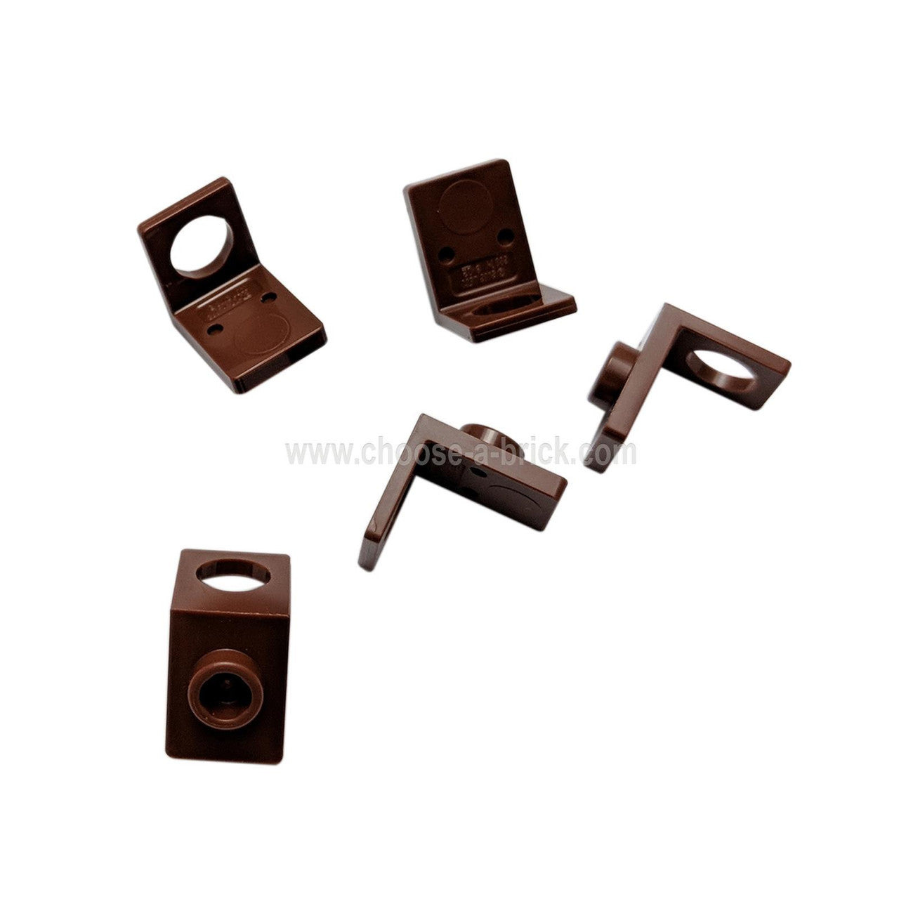 LEGO® minifigure neck bracket with back stud 28974, a core accessory for attaching gear to the back of a minifigure. in reddsch-brown