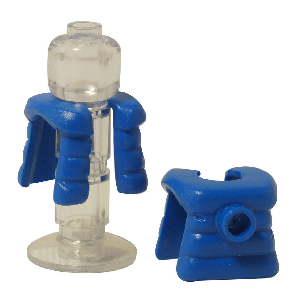 LEGO® minifigure puffer vest in blue, sleeveless padded jacket torso accessory for minifigures
