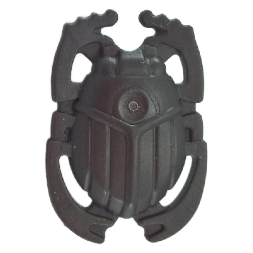  LEGO® Minifigure Scarab Shield (Part 93251), showing the detailed beetle design and the clip on the back for a minifigure to hold.