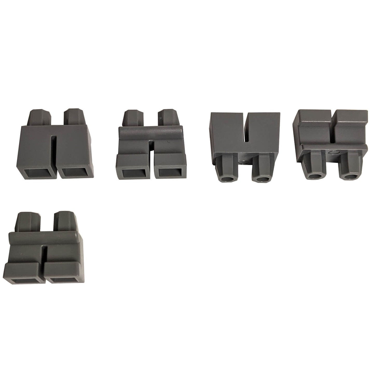 LEGO® Minifigure Short Legs (Part 41879) in dark bluish gray, used for child minifigures and short-stature character builds
