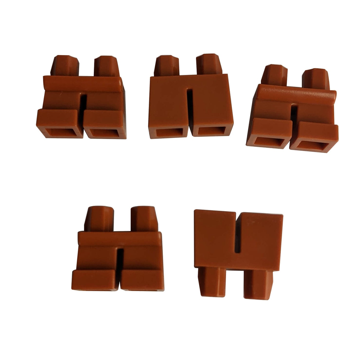 LEGO® Minifigure Short Legs (Part 41879) in dark orange, used for child minifigures and short-stature character builds

