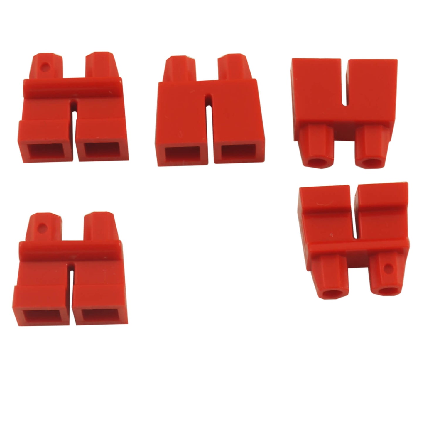 LEGO® Minifigure Short Legs (Part 41879) in red, used for child minifigures and short-stature character builds
