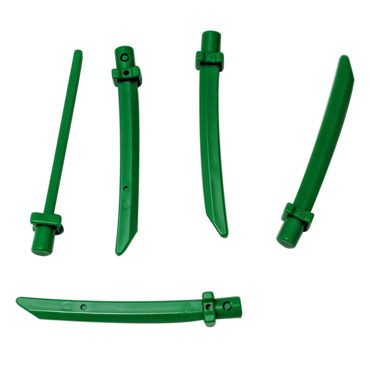 LEGO® minifigure sword blade with bar and square crossguard in bright green, fantasy-style weapon accessory.