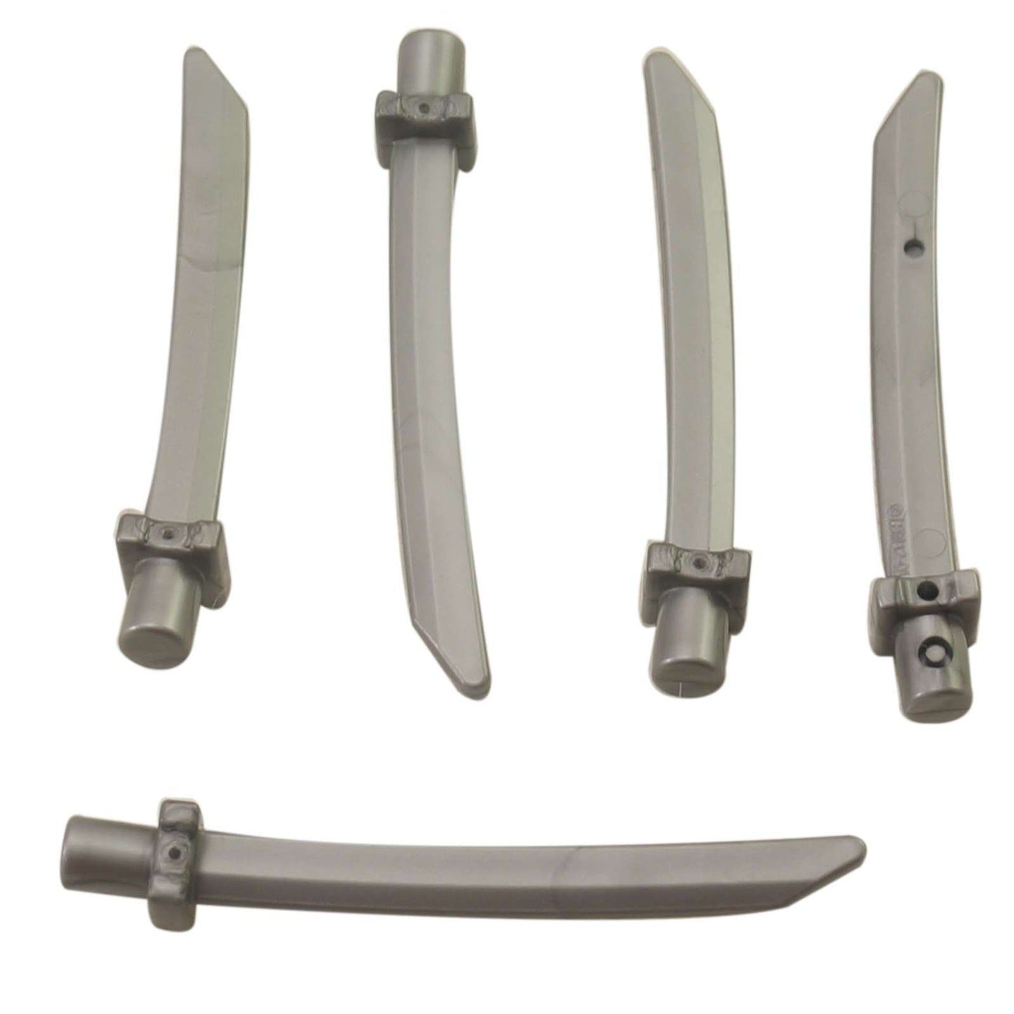 LEGO® minifigure sword blade with bar and square crossguard in flat silver, fantasy-style weapon accessory.
