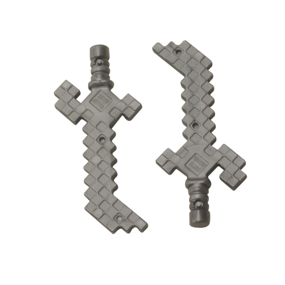 LEGO® Minecraft minifigure pixelated cutlass weapon, blocky 8-bit style sword design, flat silver color
