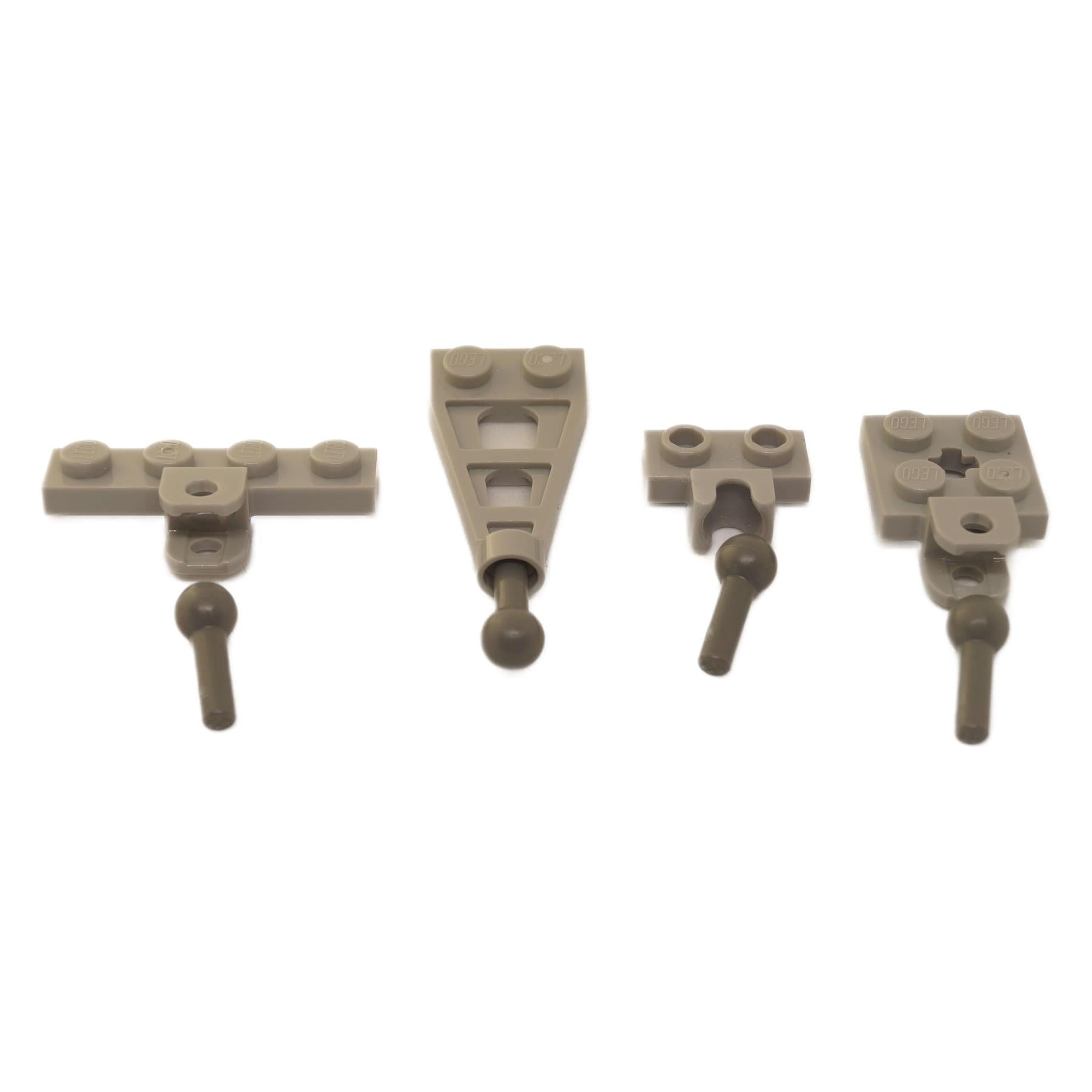 A curated 8-piece lot of genuine LEGO® Mixel-style ball and socket joint parts, including plates with bars and towballs.