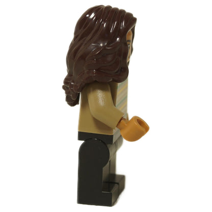 Side profile of LEGO MJ minifigure showing the molded brown wavy hair.
