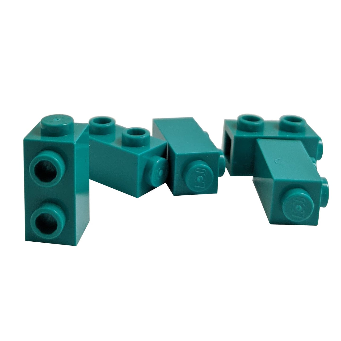 LEGO® Modified Brick 1 x 1 x 1 2/3 with studs on side in dark turquoise, versatile part for SNOT building.
