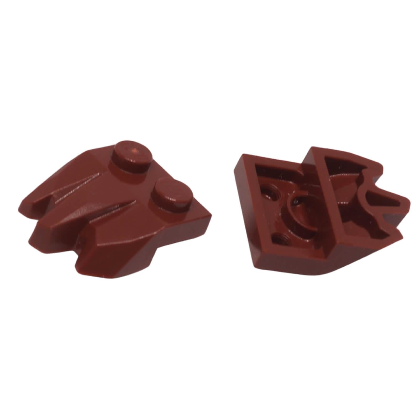 LEGO modified plate 1x2 with claws 27261 rock finger element, reddish brown