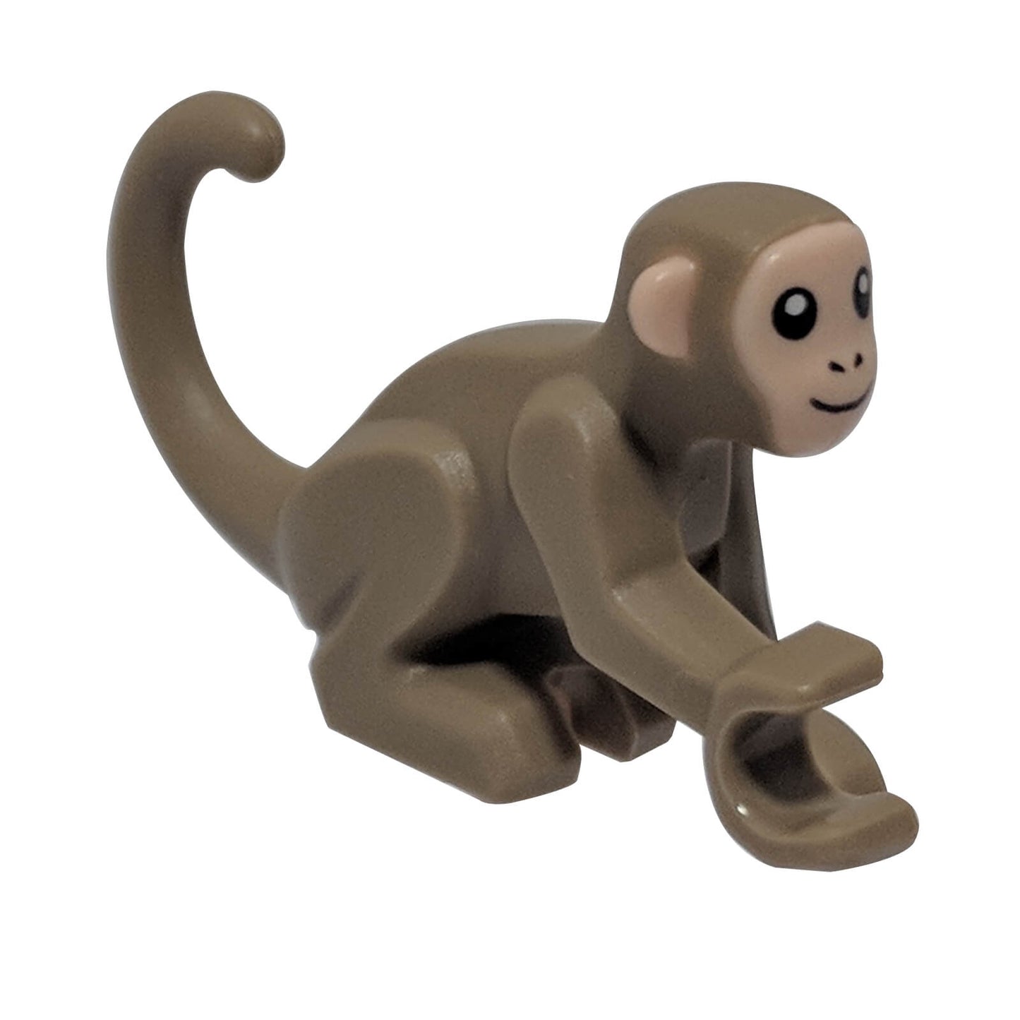 LEGO brown monkey animal figure with light nougat face and ears curled tail jungle safari piece