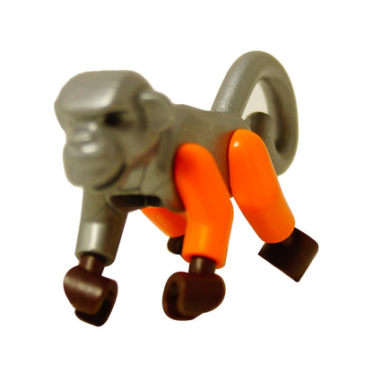 LEGO® Ninjago Wretch monkey figure in silver shown from front angle with orange legs and brown feet.