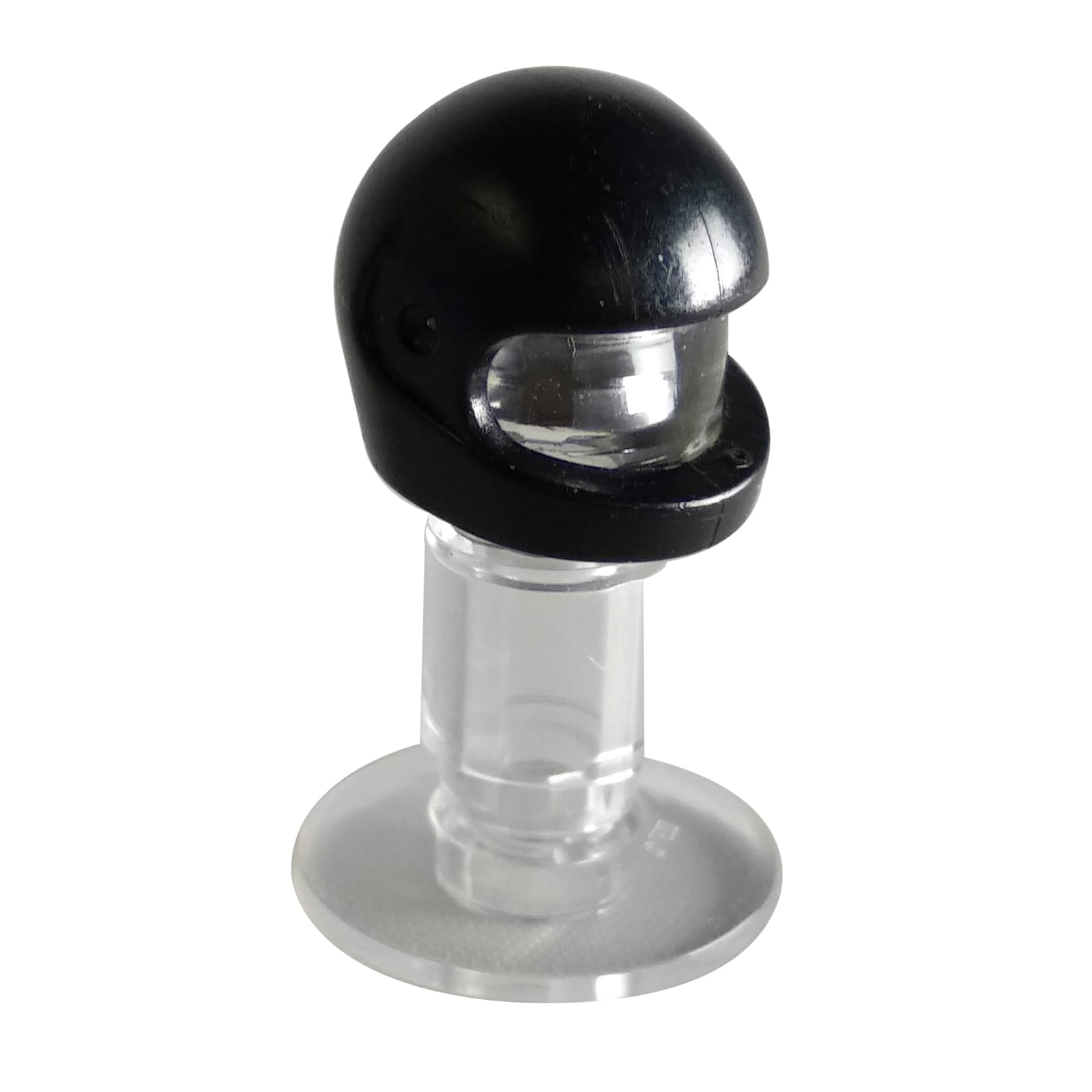 LEGO® Minifigure motorcycle helmet (standard style) with smooth rounded shell and front visor opening in black.
