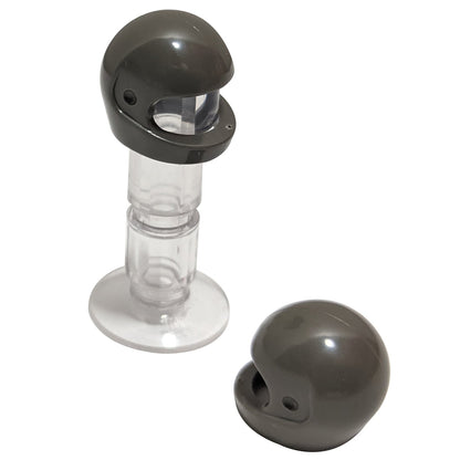 LEGO® Minifigure motorcycle helmet (standard style) with smooth rounded shell and front visor opening in dark gray.

