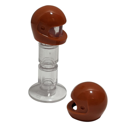 LEGO® Minifigure motorcycle helmet (standard style) with smooth rounded shell and front visor opening in dark orange.