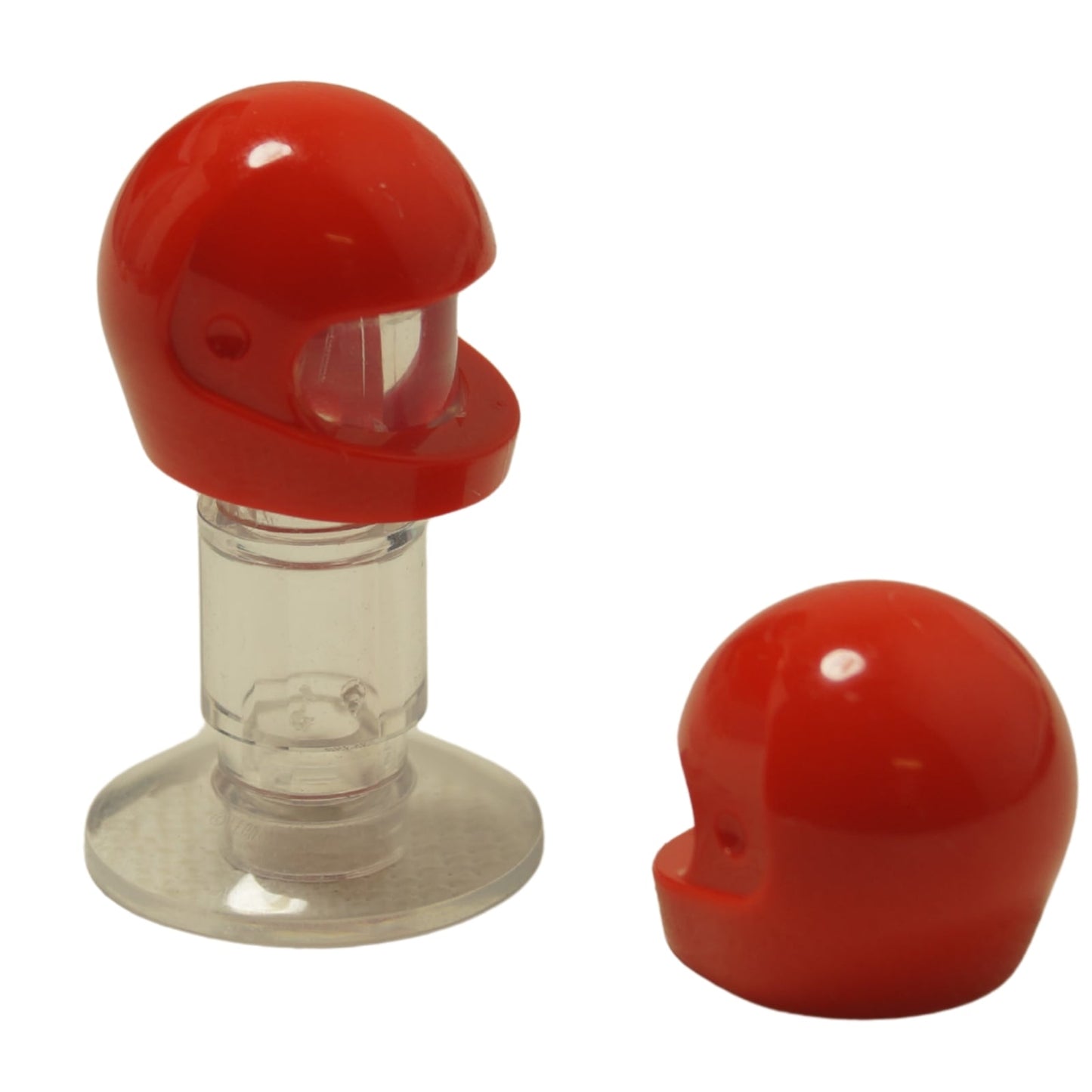 LEGO® Minifigure motorcycle helmet (standard style) with smooth rounded shell and front visor opening in red.