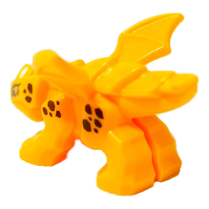 LEGO® Dragón elemental bebé NINJAGO en naranja claro brillante, figura de criatura dragón moldeada pequeña, vista trasera

