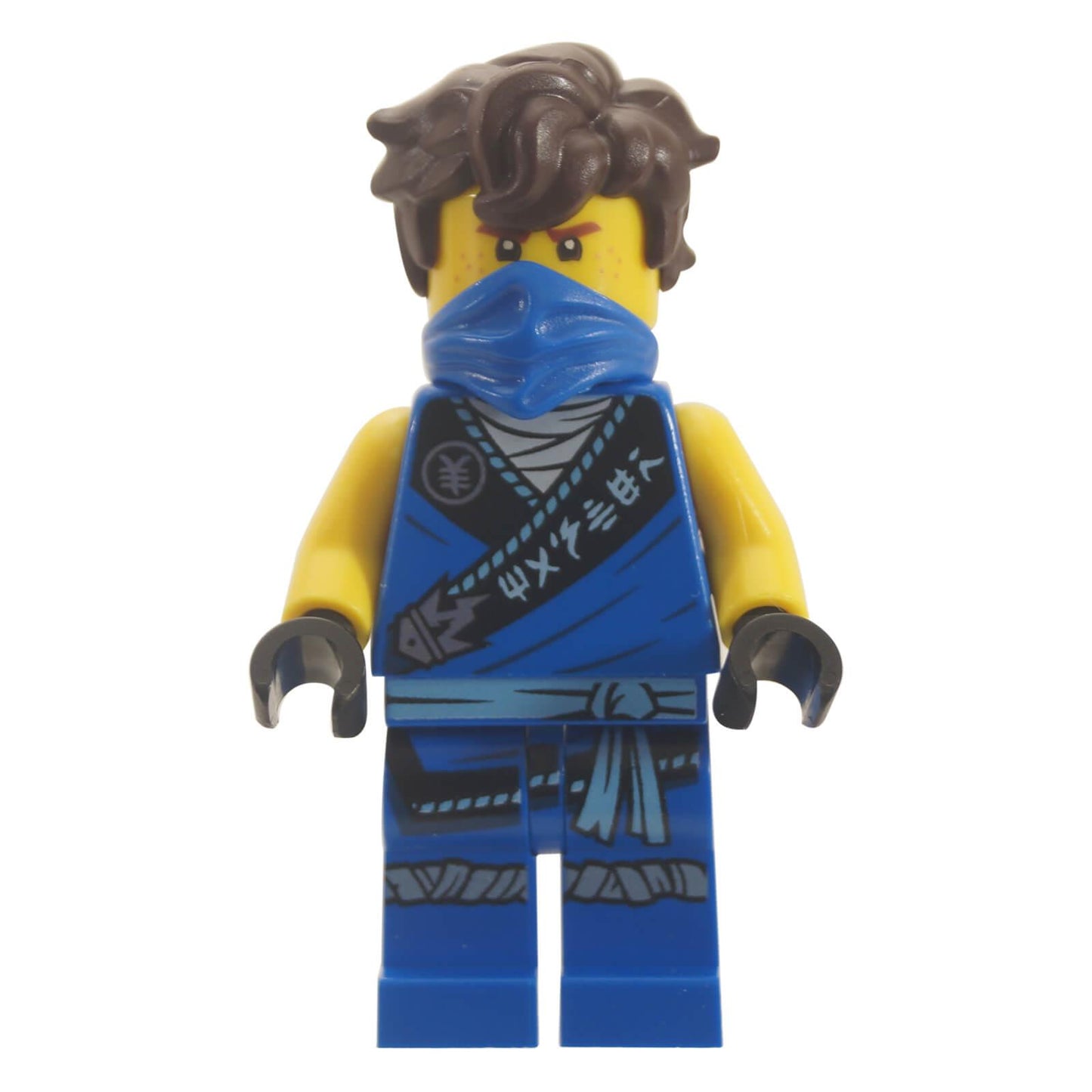 Used LEGO® Ninjago Jay minifigure (njo658) in his Legacy Rebooted gi with 'MASTER' on torso.