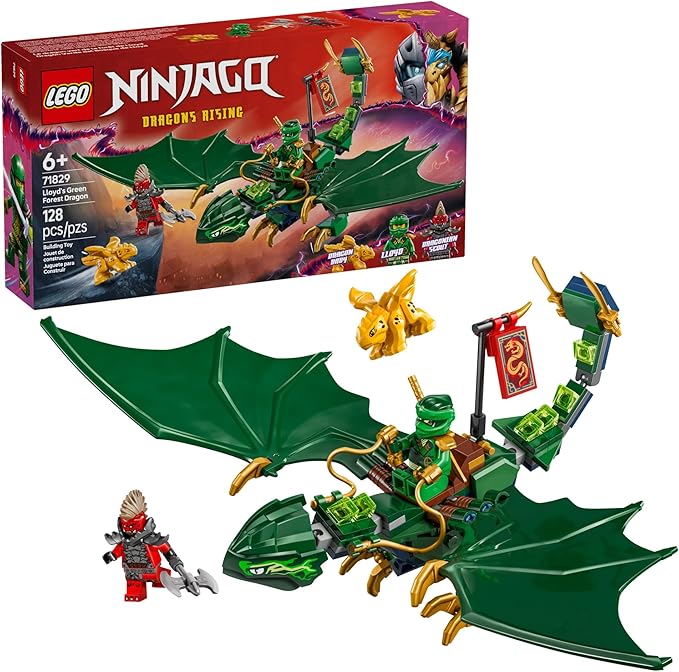 LEGO NINJAGO Lloyds Green Forest Dragon 71829 posable dragon set with minifigure