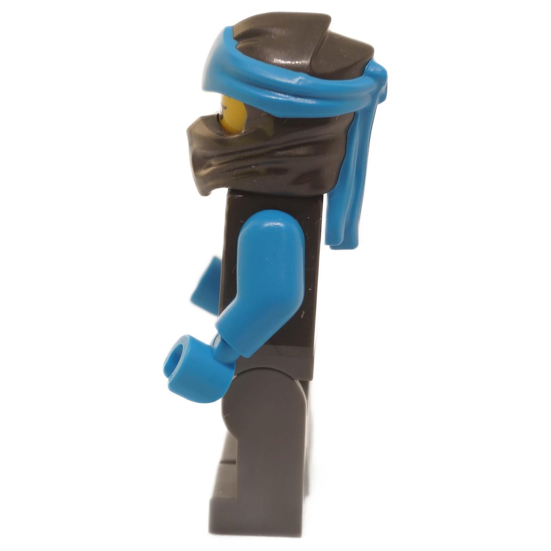 LEGO Ninjago Nya Core Minifigure njo0753 with azure mask and gunmetal armor side profile view