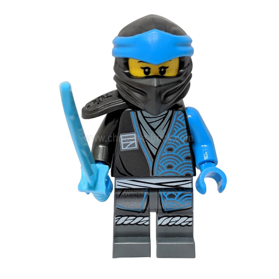 LEGO NINJAGO Nya Core minifigure with dark blue suit shoulder armor and medium azure sword