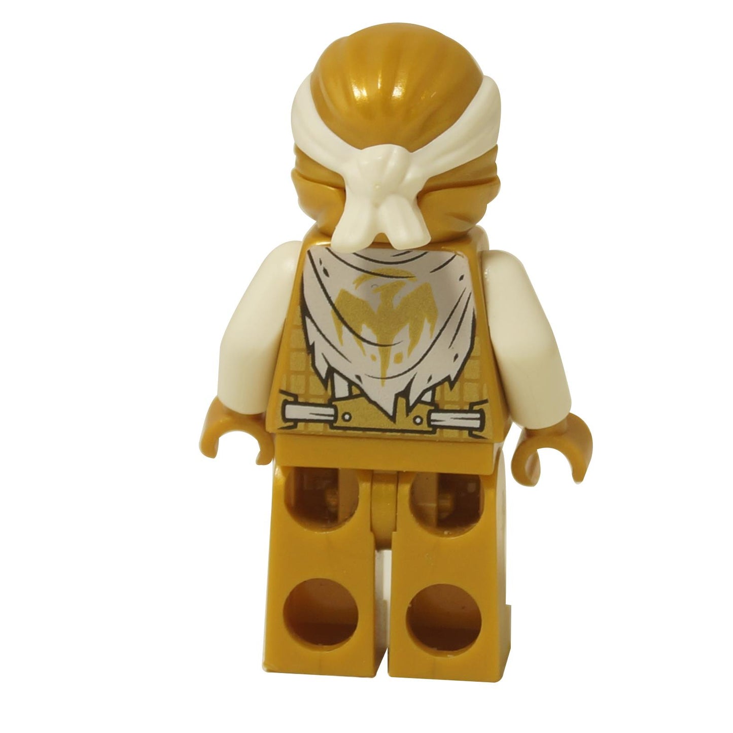 Zadní pohled na LEGO® NINJAGO Sensei Wu Minifigurka (njo0450) s detailem hábitu a potiskem ve stylu látky na zádech.