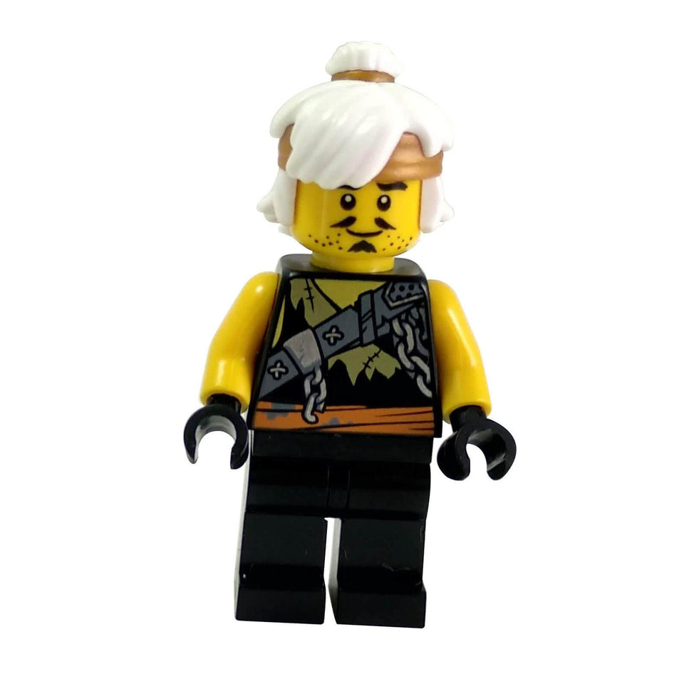 LEGO Ninjago minifigure of Teen Wu in his Dragon Hunter disguise from Season 9, with a conical hat and brown robes (njo0467).