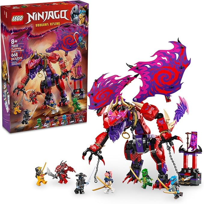 LEGO NINJAGO Thunderfang Dragon of Chaos 71832 articulated dragon set with minifigures
