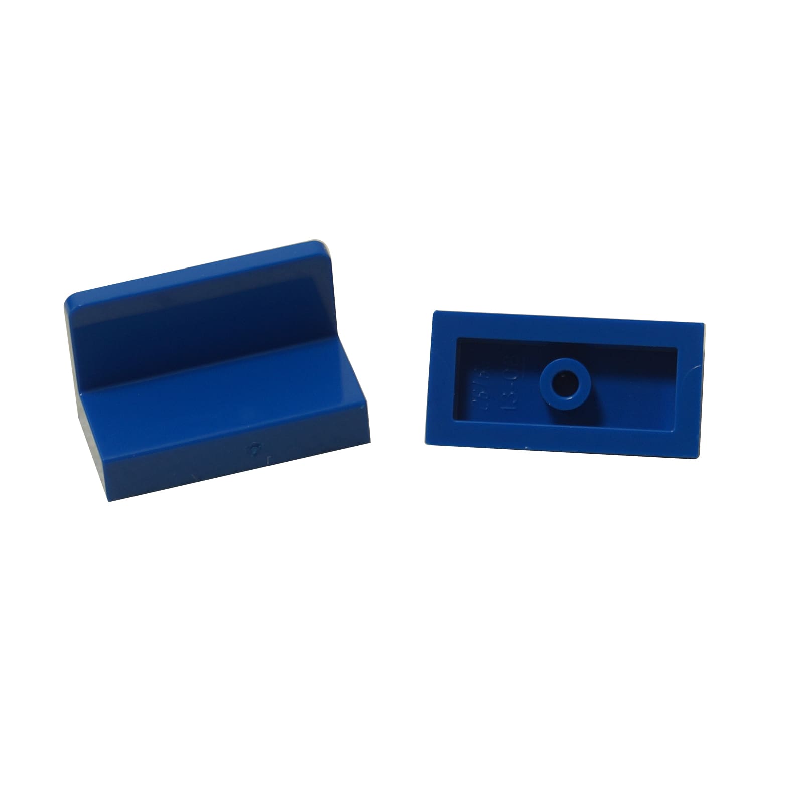 LEGO® Paneel 1 x 2 x 1 met afgeronde hoeken (4865b) in blauw, met een gladde gebogen rand en open achterkant.
