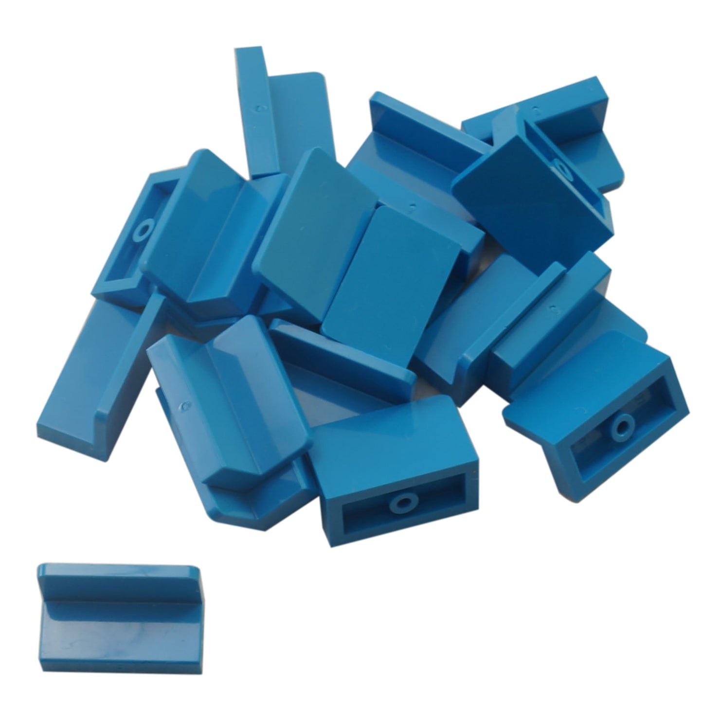 LEGO® Paneel 1 x 2 x 1 met afgeronde hoeken (4865b) in donkerazuur, met een gladde gebogen rand en open achterkant.
