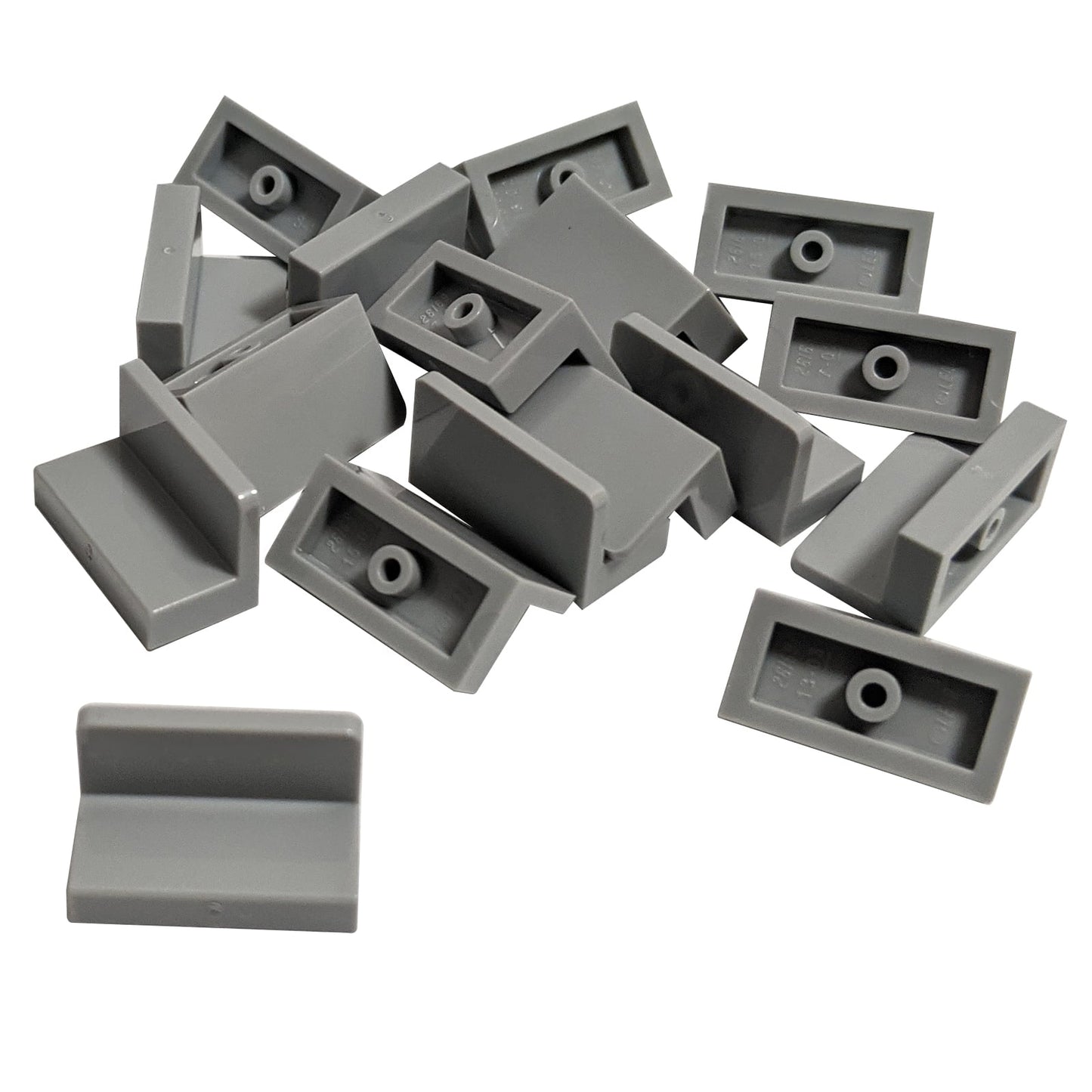 LEGO® Paneel 1 x 2 x 1 met afgeronde hoeken (4865b) in lichtblauwgrijs, met een gladde gebogen rand en open achterkant.
