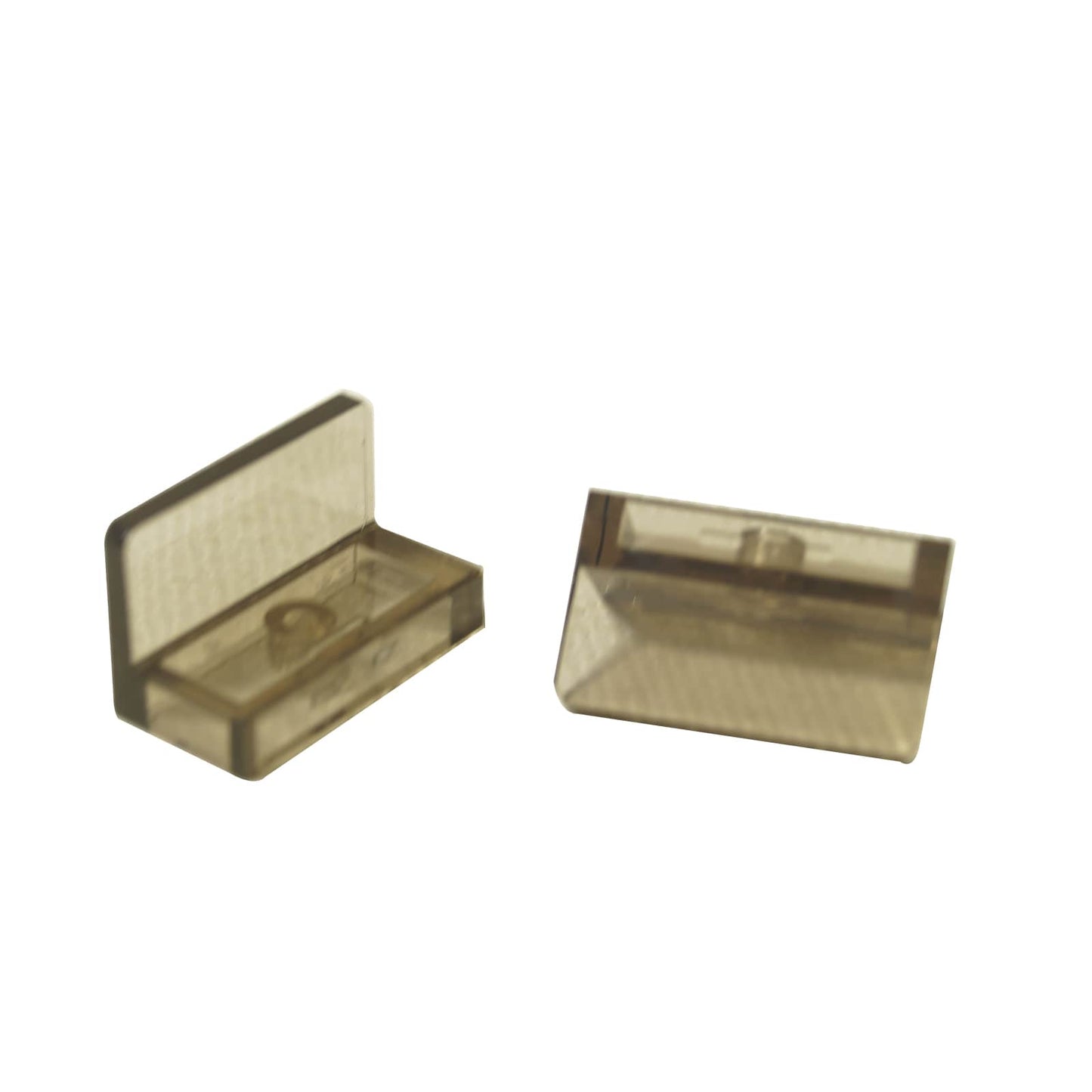 LEGO® Paneel 1 x 2 x 1 met afgeronde hoeken (4865b) in transparant bruin, met een gladde gebogen rand en open achterkant.
