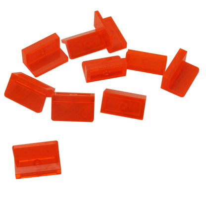 LEGO® Paneel 1 x 2 x 1 met afgeronde hoeken (4865b) in trans-neon oranje, met een gladde gebogen rand en open achterkant.
