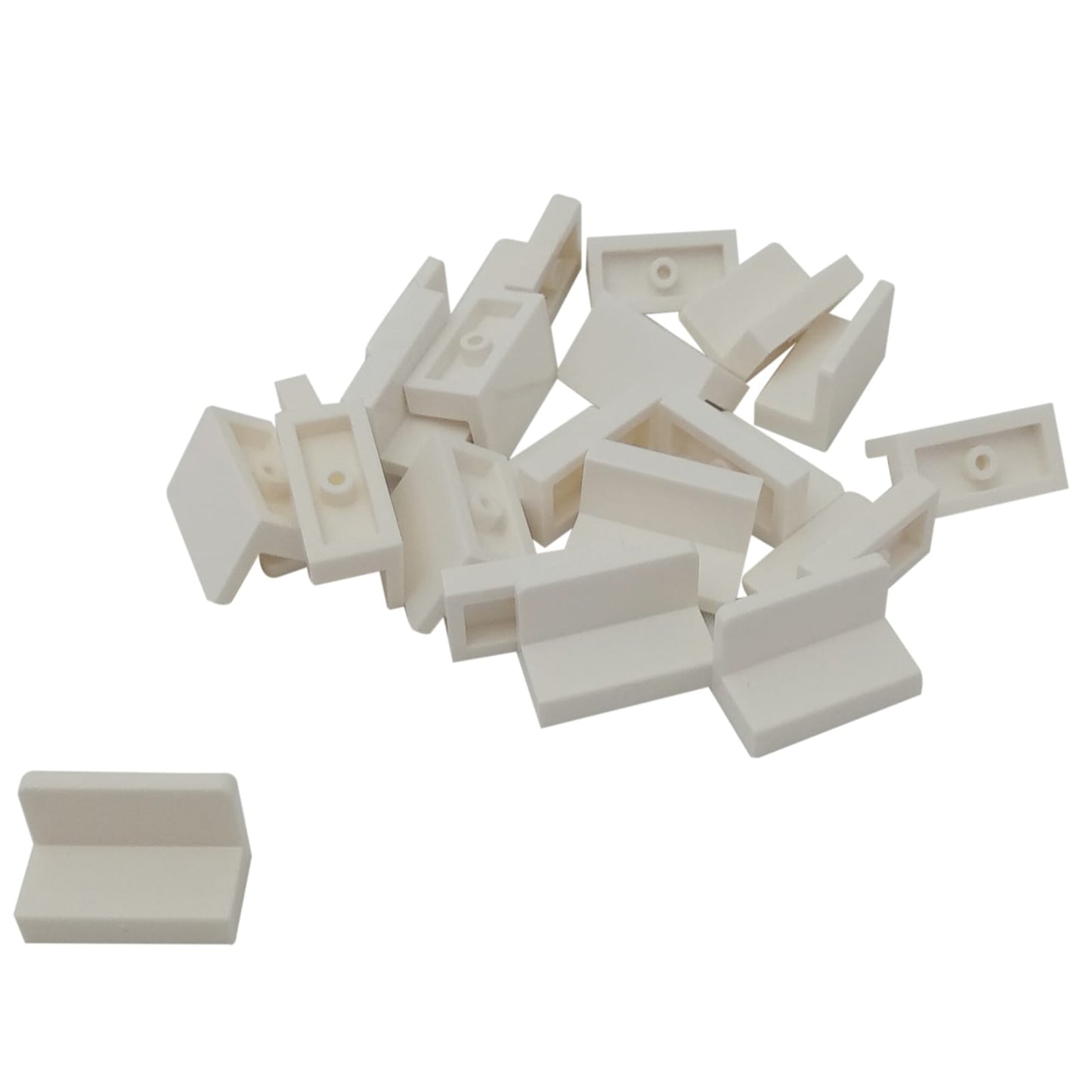 LEGO® Paneel 1 x 2 x 1 met afgeronde hoeken (4865b) in wit, met een gladde gebogen rand en open achterkant.
