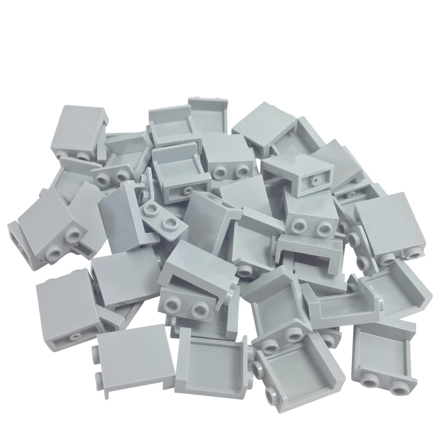 LEGO® pannello 1 x 2 x 2 con supporti laterali e perni cavi, superficie verticale liscia per pareti pulite e dettagli strutturali, colore grigio chiaro bluastro
