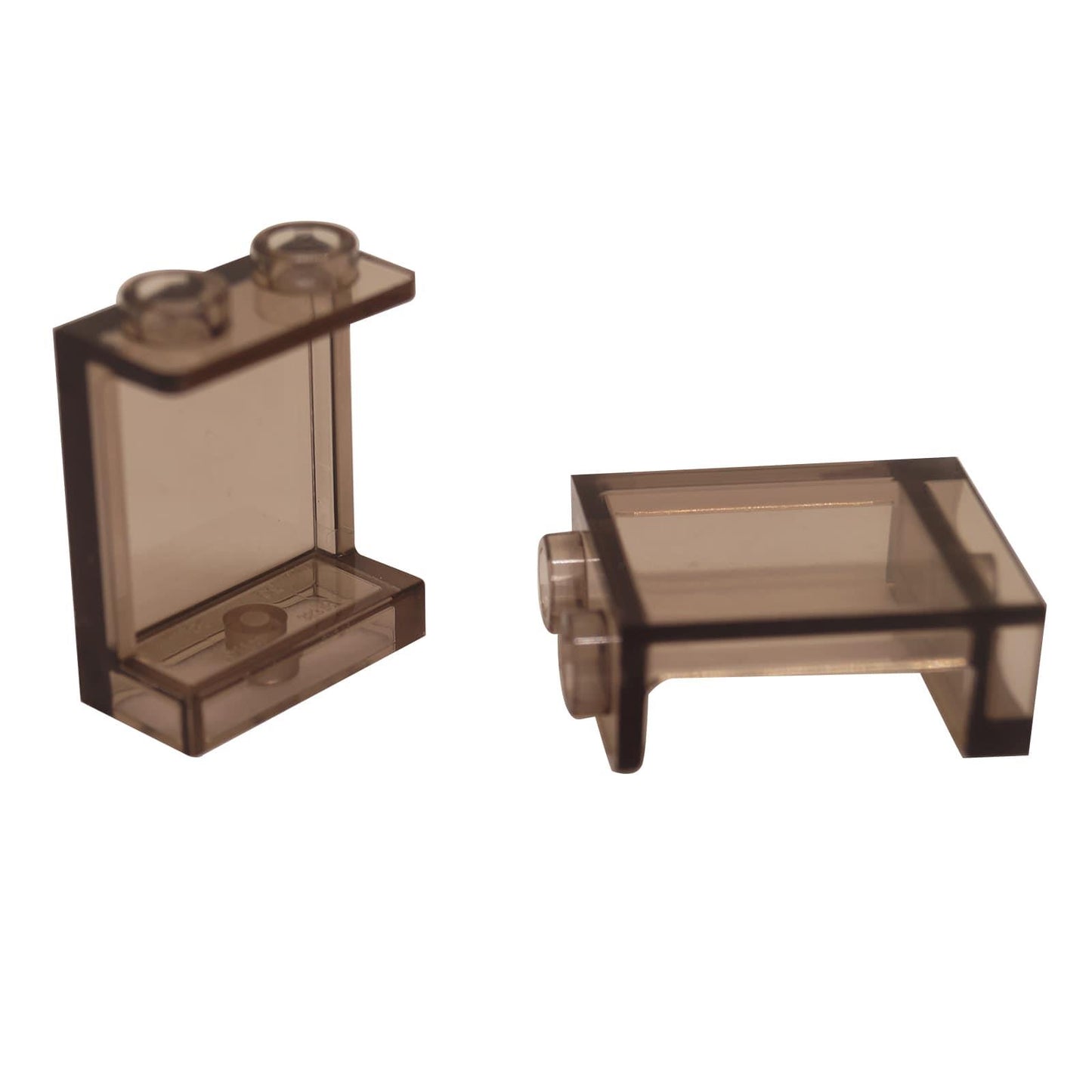 LEGO® pannello 1 x 2 x 2 con supporti laterali e perni cavi, superficie verticale liscia per pareti pulite e dettagli strutturali, colore marrone traslucido
