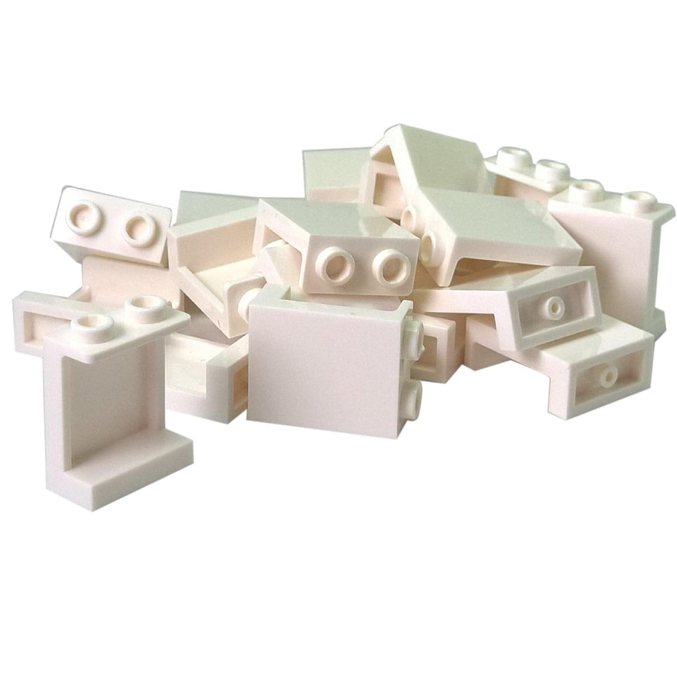 LEGO® panel 1 x 2 x 2 with side supports and hollow studs, smooth vertical surface for clean walls and structural detailing, white color
