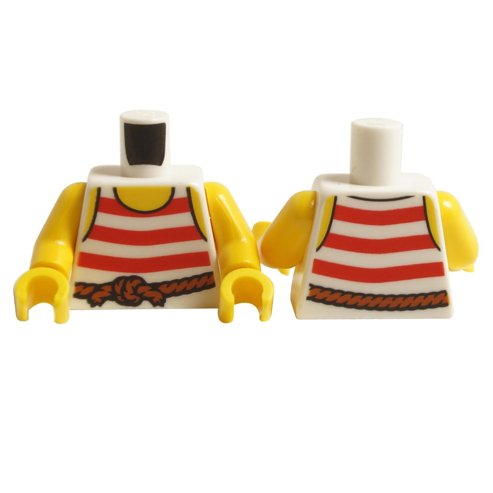 LEGO pirate torso with red striped tank top and rope belt print 973pb1932c01