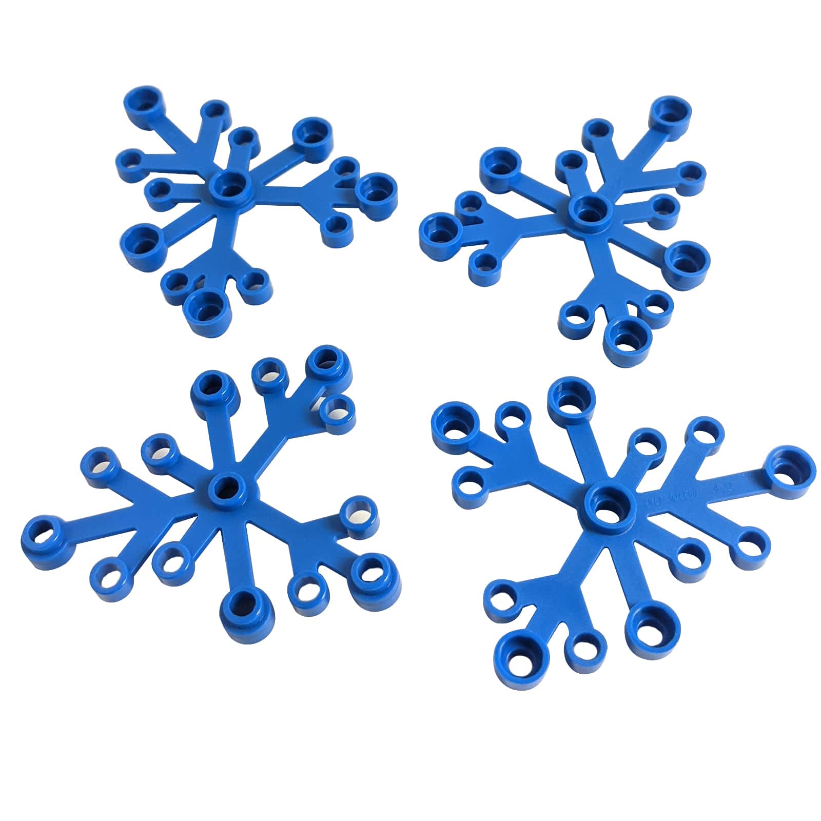 LEGO® Plant Leaves 6 x 5 in blue, featuring six curved leaf segments connected at a central hub.
