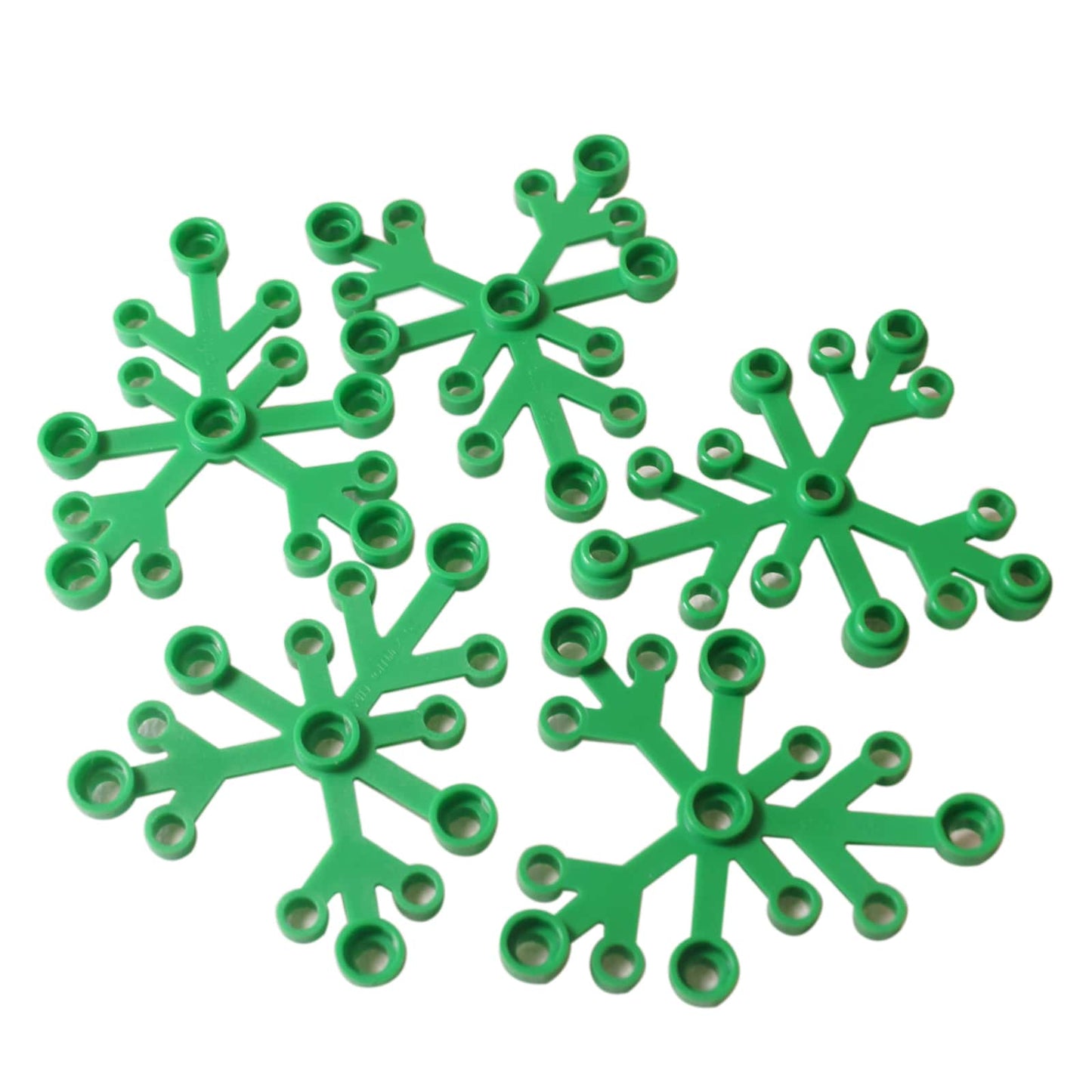 LEGO® Plant Leaves 6 x 5 in bright green, featuring six curved leaf segments connected at a central hub.
