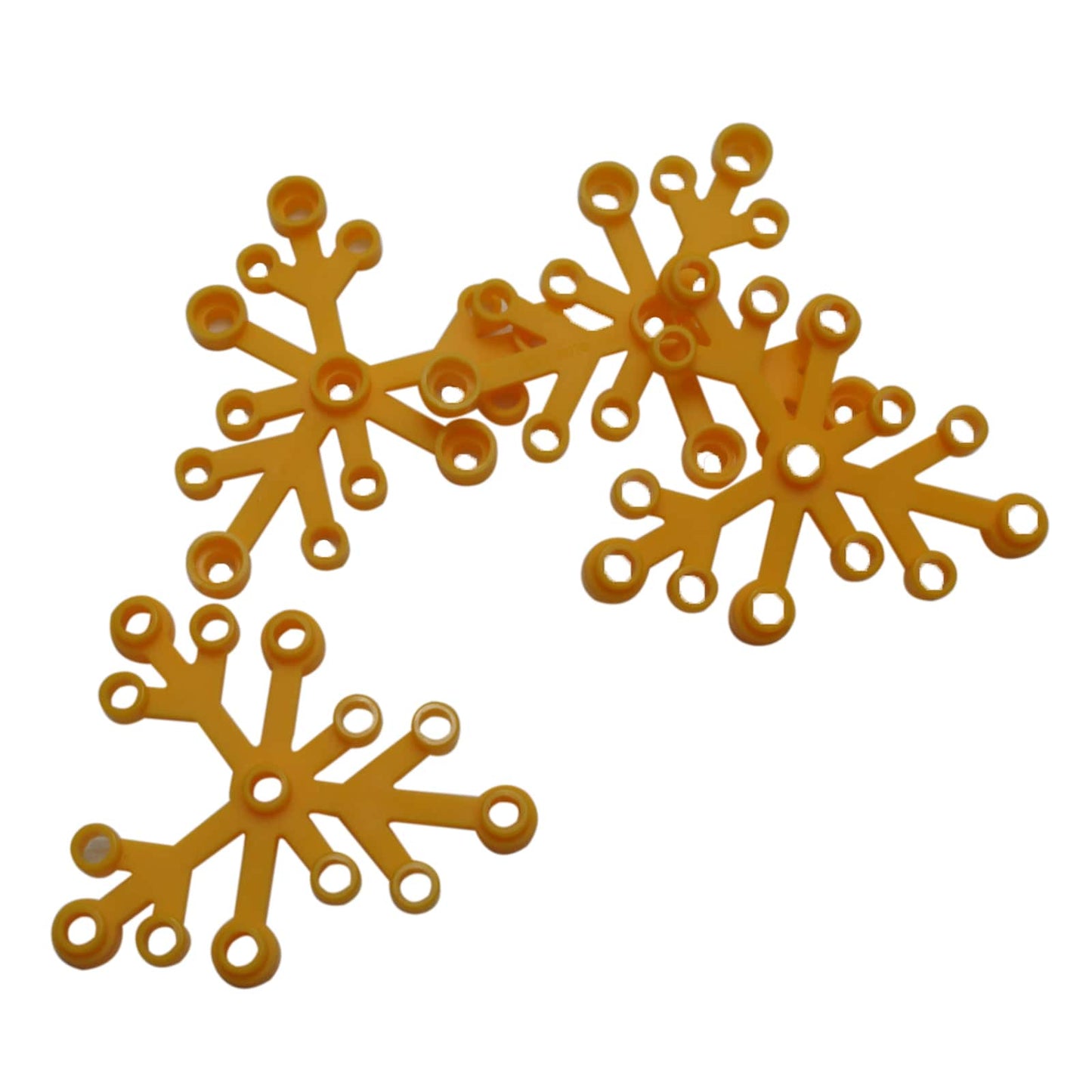 LEGO® Plant Leaves 6 x 5 in bright light orange, featuring six curved leaf segments connected at a central hub.
