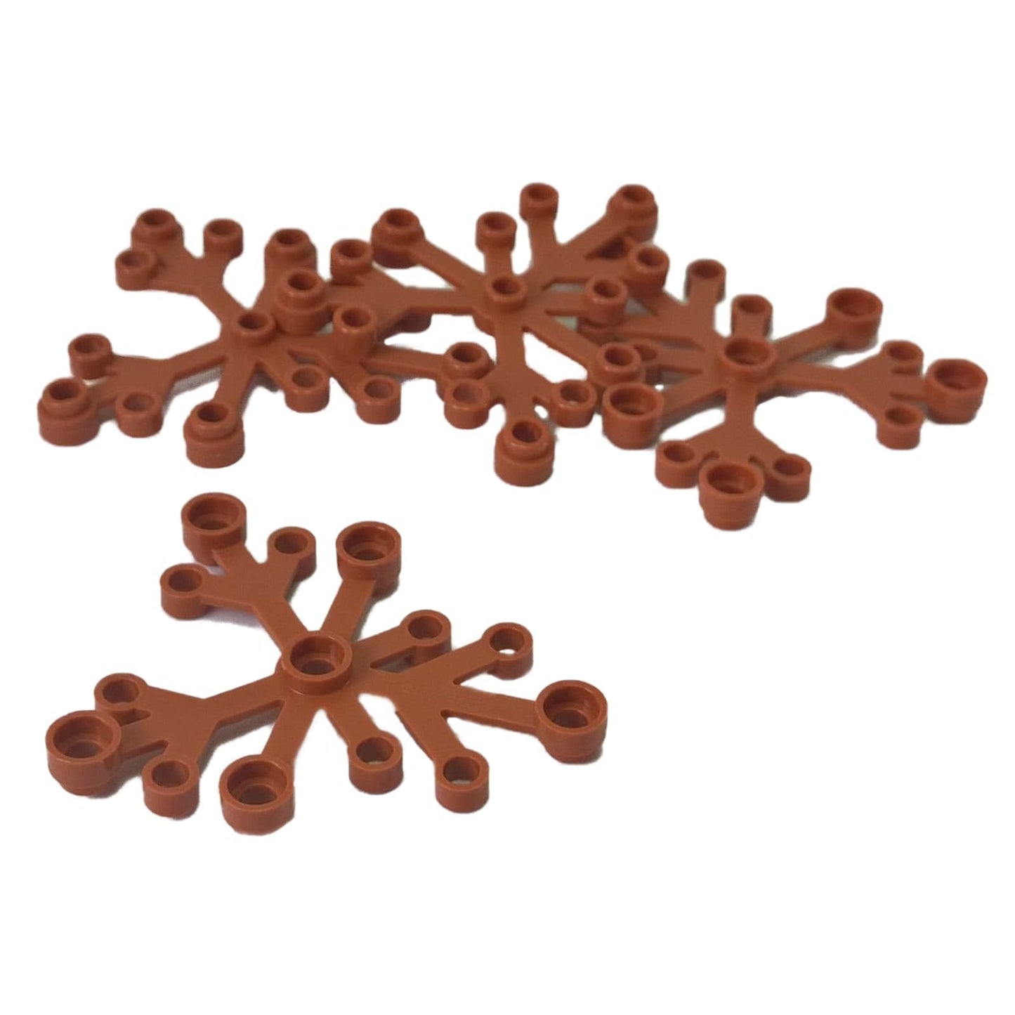 LEGO® Plant Leaves 6 x 5 in dark orange, featuring six curved leaf segments connected at a central hub.
