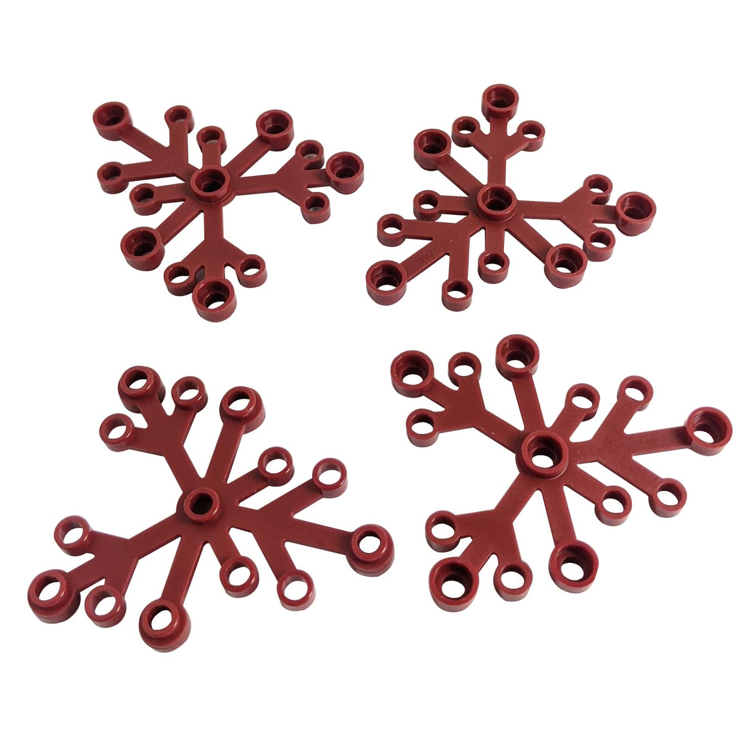 LEGO® Plant Leaves 6 x 5 in dark red, featuring six curved leaf segments connected at a central hub.