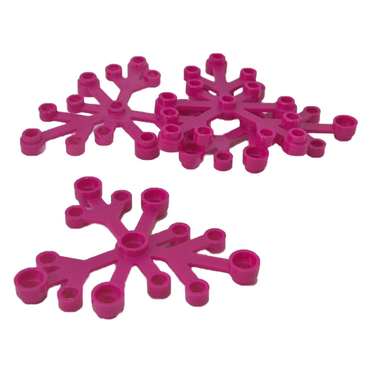 LEGO® Plant Leaves 6 x 5 in magenta, featuring six curved leaf segments connected at a central hub.
