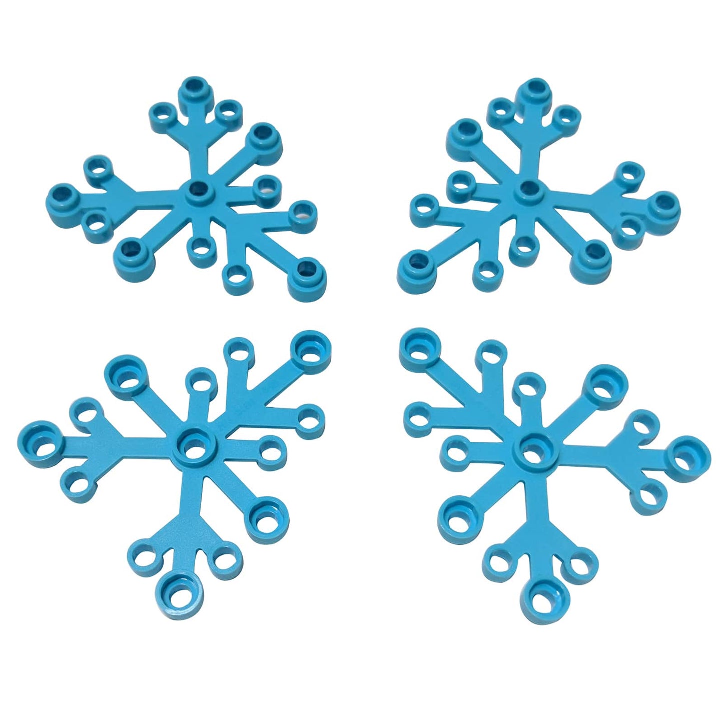 LEGO® Plant Leaves 6 x 5 in medium azure, featuring six curved leaf segments connected at a central hub.
