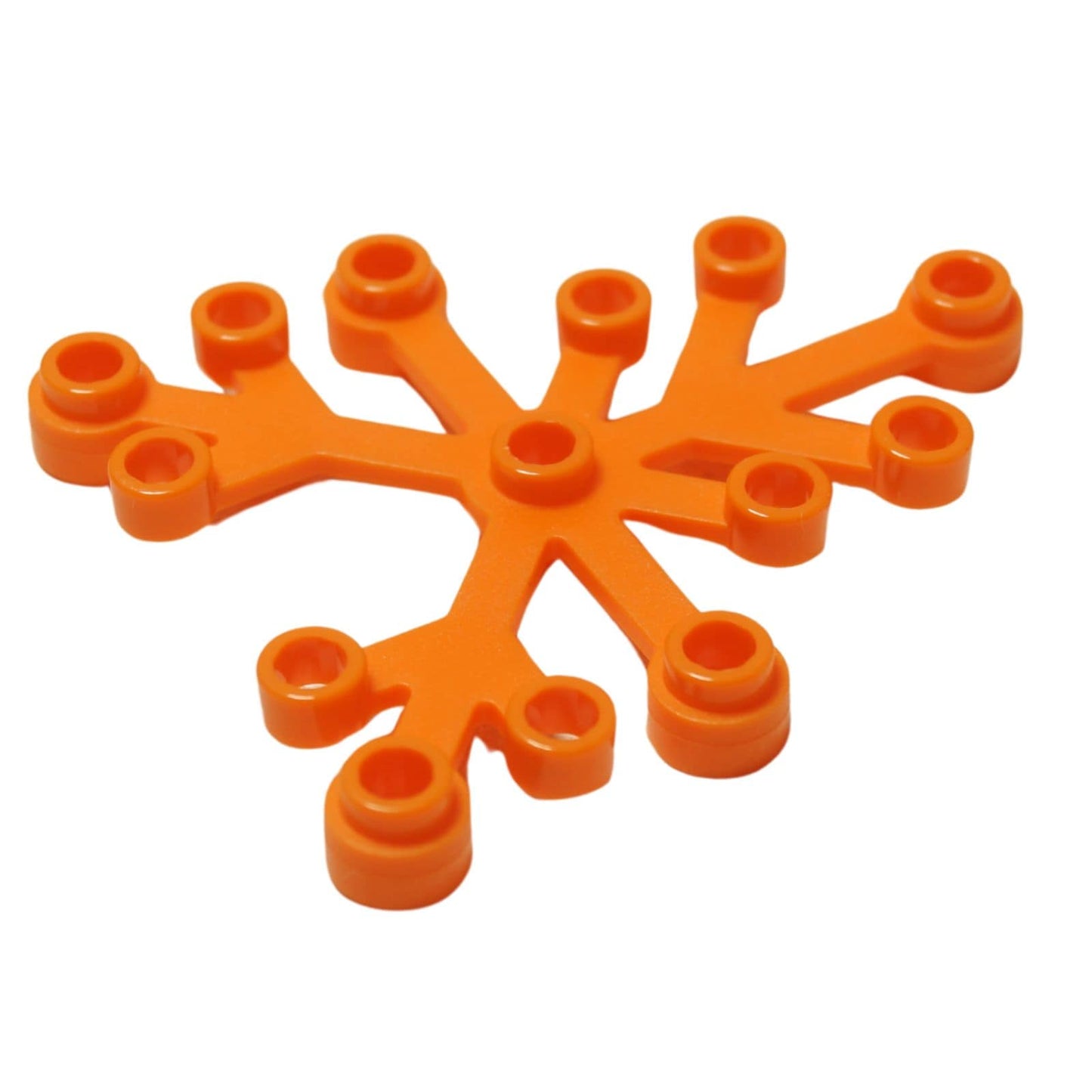 LEGO® Plant Leaves 6 x 5 in orange, featuring six curved leaf segments connected at a central hub.
