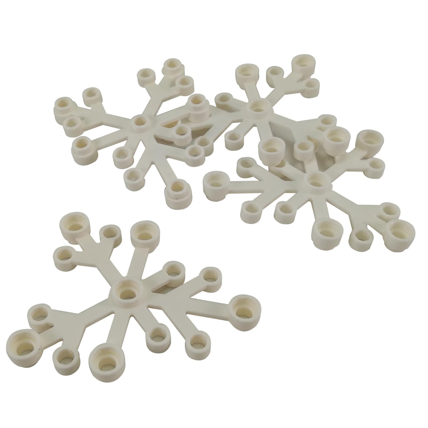 LEGO® Plant Leaves 6 x 5 in white, featuring six curved leaf segments connected at a central hub.
