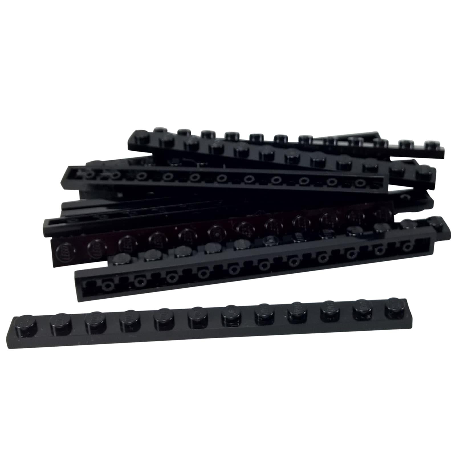 LEGO® deska 1 x 12 rovný díl, dlouhý plochý prvek pro strukturální podporu a čisté hrany, černá barva
