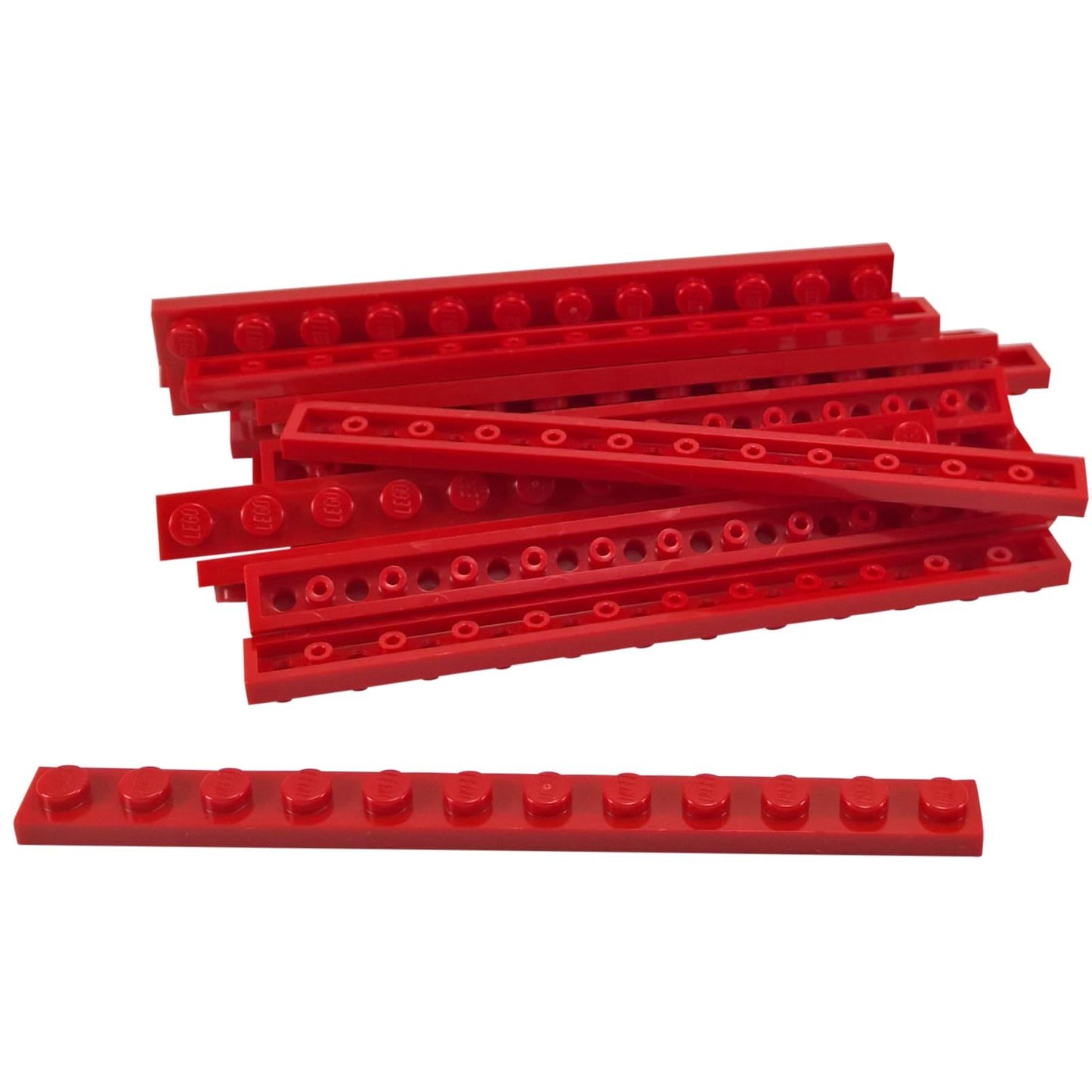 LEGO® deska 1 x 12 rovný díl, dlouhý plochý prvek pro strukturální podporu a čisté hrany, červená barva
