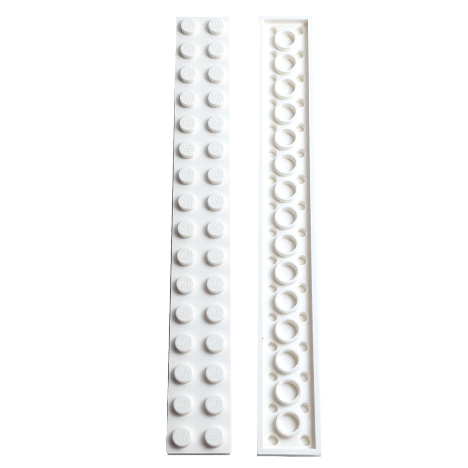 LEGO® plate 2 x 14 straight piece, long flat element for structural support and extended builds, white color
